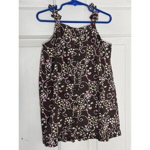 Gymboree Girls 4T Brown Floral Cupcake Sleeveless Ruffle Swing Top